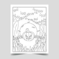 halloween färg sidor illustration för barn och vuxna, hand dragen halloween illustration vektor