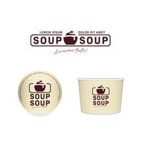varm soppa skål logotyp ikon uppsättning med papper skål attrapp design i vektor