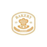 Bäckerei-Koch-Abzeichen-Logo-Emblem alten Vintage-Textur-Stil vektor