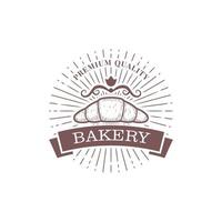 Premium-Qualität Croissant Bäckerei Logo Abzeichen Victoria Vintage Handzeichnung Stil vektor