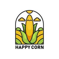 glückliche maisfarm-logo-abzeichen-emblemillustration vektor