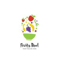 bunte gesunde lebensmittel smoothies saft früchte schüssel logo symbol symbol flachen stil vektor