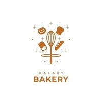 Galaxy Bakery Logo Symbol für Brotprodukte oder Bäckereiunternehmen vektor