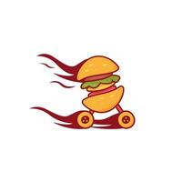 flamma hjul väg tävlings burger logotyp tecknad serie illustration symbol rolig mat vektor design