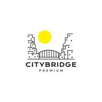 Stadtbrücke minimal mit Sonnenuntergang-Logo-Design vektor