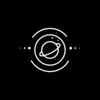 Linie minimalistisches Planeten- und Himmelsraum-Logo-Design vektor