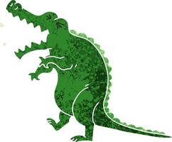 skurriles Cartoon-Krokodil im Retro-Illustrationsstil vektor