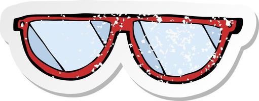 Retro-Distressed-Aufkleber einer Cartoon-Brille vektor