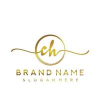 anfängliches ch-schönheitsmonogramm und elegantes logo-design, handschriftliches logo der ersten unterschrift, hochzeit, mode, blumen und botanik mit kreativer vorlage. vektor