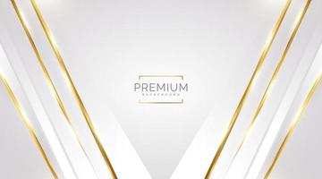 lyxig vit och guld bakgrund med gyllene linjer och papperssnitt stil. premium grå och guld bakgrund för pris, nominering, ceremoni, formell inbjudan eller certifikatdesign vektor