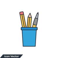 penna hållare ikon logotyp vektor illustration. brevpapper penna kopp symbol mall för grafisk och webb design samling