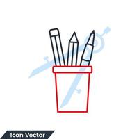 penna hållare ikon logotyp vektor illustration. brevpapper penna kopp symbol mall för grafisk och webb design samling