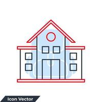 skola ikon logotyp vektor illustration. byggnad skola symbol mall för grafisk och webb design samling