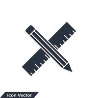 linjal och penna ikon logotyp vektor illustration. penna och linjal symbol mall för grafisk och webb design samling