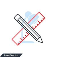 linjal och penna ikon logotyp vektor illustration. penna och linjal symbol mall för grafisk och webb design samling
