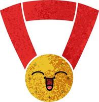 Cartoon-Goldmedaille im Retro-Illustrationsstil vektor