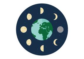 Mondphasen um die Erde vektor