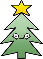Farbverlauf schattierter Cartoon-Weihnachtsbaum vektor