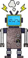 Retro-Grunge-Textur-Cartoon-Roboter vektor