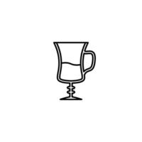 irländsk kaffe glas ikon med halv fylld med vatten på vit bakgrund. enkel, linje, silhuett och rena stil. svart och vit. lämplig för symbol, tecken, ikon eller logotyp vektor