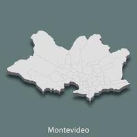 3d isometrisk Karta av montevideo är en stad av uruguay vektor
