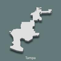 isometrische 3d-karte von tampa ist eine stadt der vereinigten staaten vektor