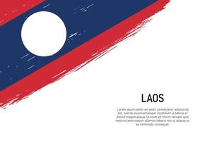 grunge styled borsta stroke bakgrund med flagga av laos vektor