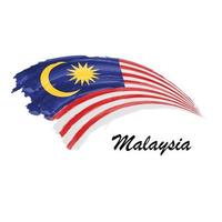 vattenfärg målning flagga av malaysia. borsta stroke illustration vektor