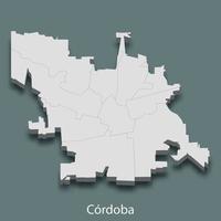 isometrische 3d-karte von cordoba ist eine stadt von argentinien vektor