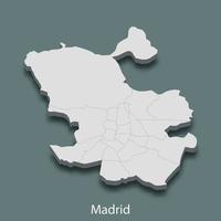3d isometrisk Karta av madrid är en stad av Spanien vektor
