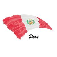 aquarellmalerei flagge von peru. Pinselstrich-Illustration vektor