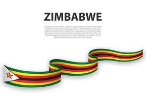 schwenkendes band oder banner mit flagge von simbabwe vektor