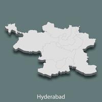 isometrische 3d-karte von hyderabad ist eine stadt in indien vektor