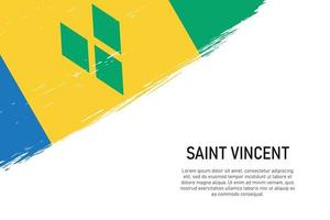 grunge gestalteter pinselstrichhintergrund mit flagge von saint vincent vektor