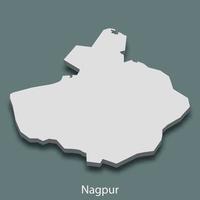 isometrische 3d-karte von nagpur ist eine stadt in indien vektor