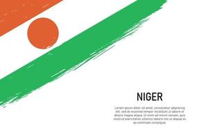 grunge styled borsta stroke bakgrund med flagga av niger vektor