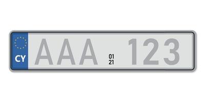 Nummernschild. Fahrzeugschein zypern vektor