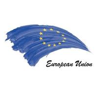 aquarellmalerei flagge der europäischen union. Pinselstrich illustr vektor