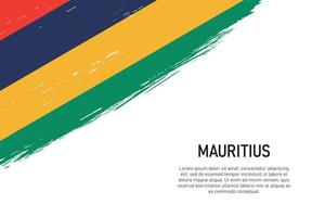 grunge gestalteter pinselstrichhintergrund mit flagge von mauritius vektor