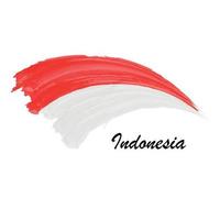 vattenfärg målning flagga av Indonesien. borsta stroke illustration vektor