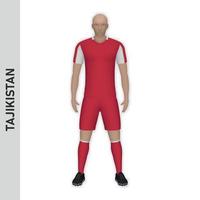 3D-realistisches Fußballspieler-Mockup. Trikot der tadschikischen Fußballmannschaft vektor
