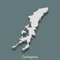 isometrische 3d-karte von cartagena ist eine stadt von kolumbien vektor