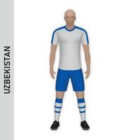 3d realistisk fotboll spelare mockup. uzbekistan fotboll team utrustning vektor