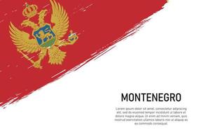 grunge gestalteter pinselstrichhintergrund mit flagge von montenegro vektor