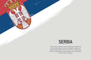 grunge styled borsta stroke bakgrund med flagga av serbia vektor