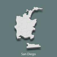 isometrische 3d-karte von san diego ist eine stadt der vereinigten staaten vektor