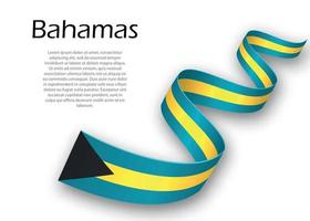 vinka band eller baner med flagga av Bahamas. mall för indep vektor