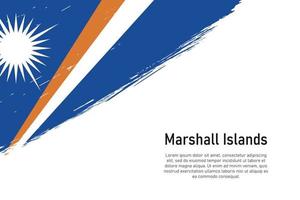 grunge gestalteter pinselstrichhintergrund mit flagge von marshall isla vektor