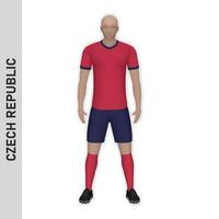 3D-realistisches Fußballspieler-Mockup. Fußballmannschaft der Tschechischen Republik vektor