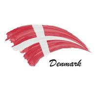 vattenfärg målning flagga av Danmark. borsta stroke illustration vektor